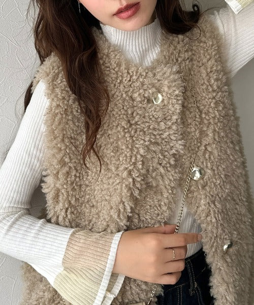 ミランカ プードルボアベスト 未使用 ミドル丈プードルボアベスト – ESICA