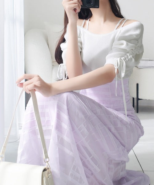 mily bilet】1枚で映える主役級。オフショル2wayパフ袖リボンニット