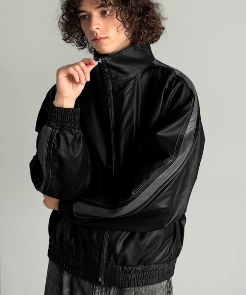 Classical Origin】High-Neck Leather Track Jacket／ハイネックレザー