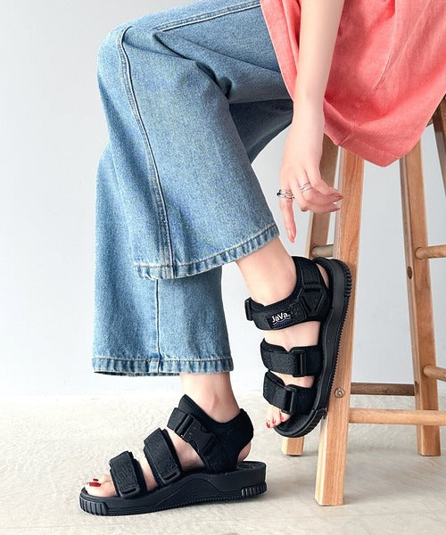 Javaジャバコラボ》 ベルクロストラップスポーツサンダル