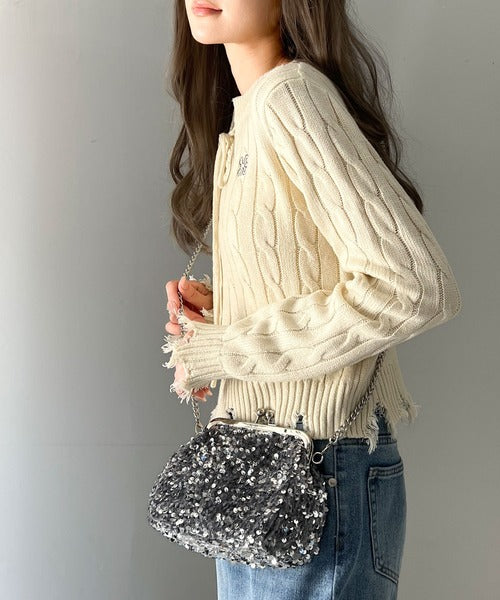 mily bilet】華やかに輝く。スパンコールがま口ショルダーバッグ