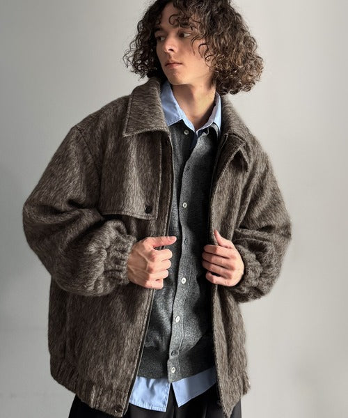 シャギーファー素材2way襟デザインブルゾン／Shaggy Fur 2-Way Collar