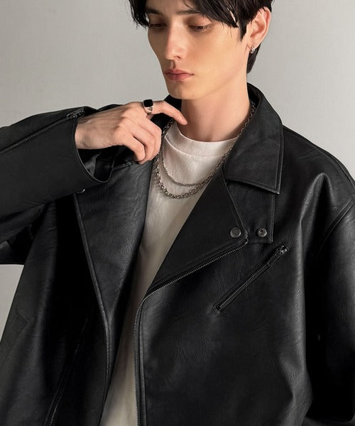 JaVaジャバコラボ》こなれ感、爆上がり。フェイクレザーライダース