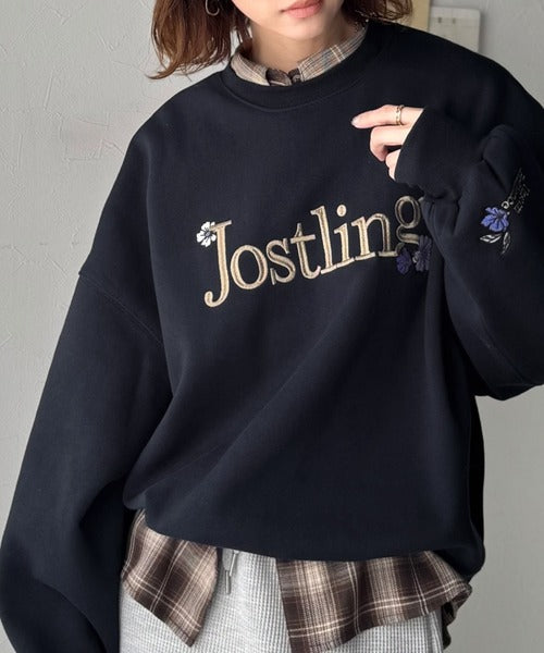 シンプルなのに一際映える。フラワー刺繍裏起毛スウェット ce1260457