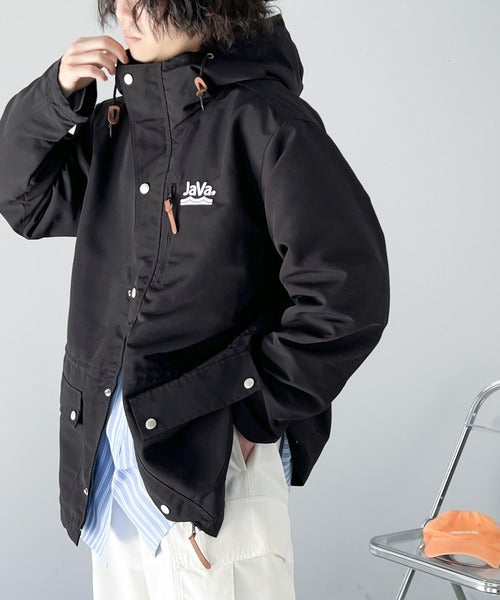 family+】《JaVa ジャバコラボ》3WAYミドル丈無地マウンテンパーカー
