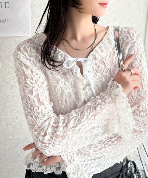 ♡サイドレースバックリボン万能ロングカーディガン メニーリボンロングカーディガン ｜ LIZ LISA（リズリサ）公式通販