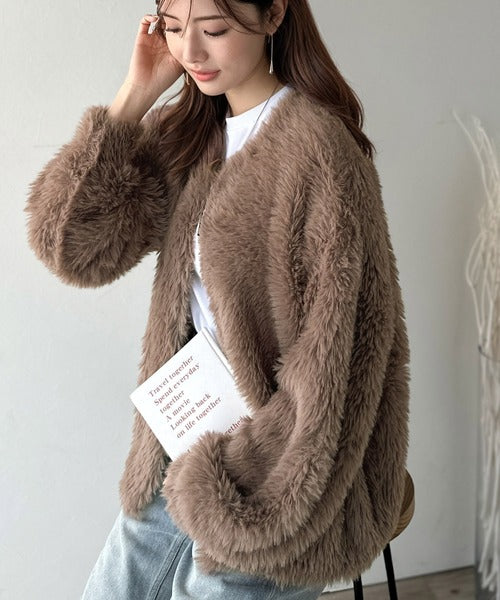 ほぼ未使用 ロージーモンスター✨ふわもこ ハンドニット カーディガン ブラウン セール】「累計販売数 6万枚突破」もこもこルームウェア <カーディガン