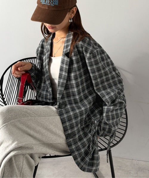 mily bilet】今季大本命！お洒落映えリボン付き微起毛チェック柄