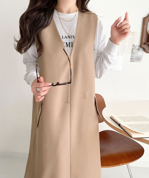 上品リラクシーstyle。ポケット付Vネックワンピース ce1260076