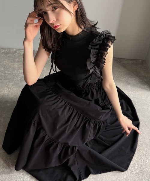 mily bilet】一枚で大人可愛く決まる。フリル切り替えドッキング