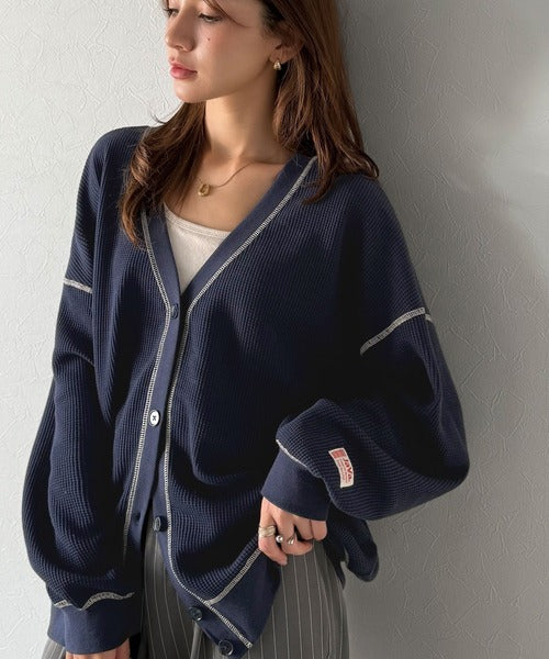 JaVaジャバコラボ》ラフで上品な大人のゆるカジュアル。配色ステッチV