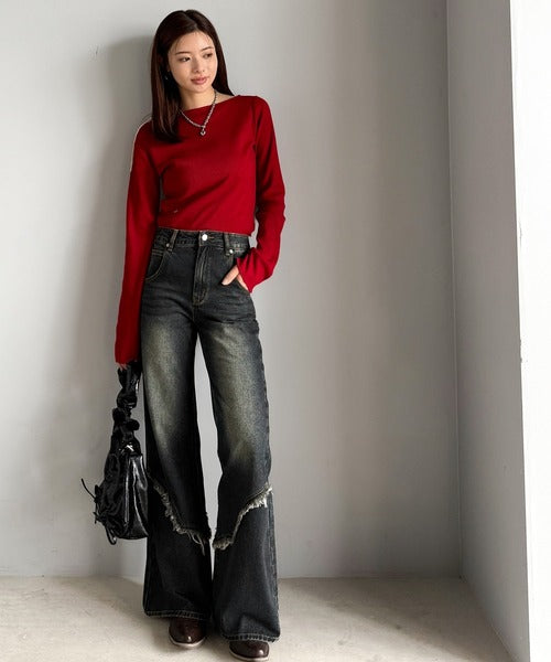 mily bilet】ヴィンテージライクな脚盛れデニム♪ウエスタンライク