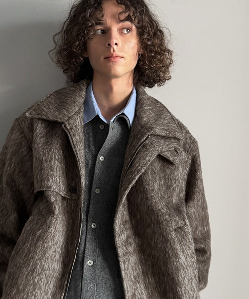 シャギーファー素材2way襟デザインブルゾン／Shaggy Fur 2-Way Collar