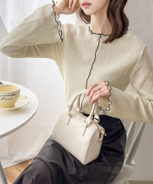 一枚で美人見え。2way配色メロウシャーリングトップス ce0420164