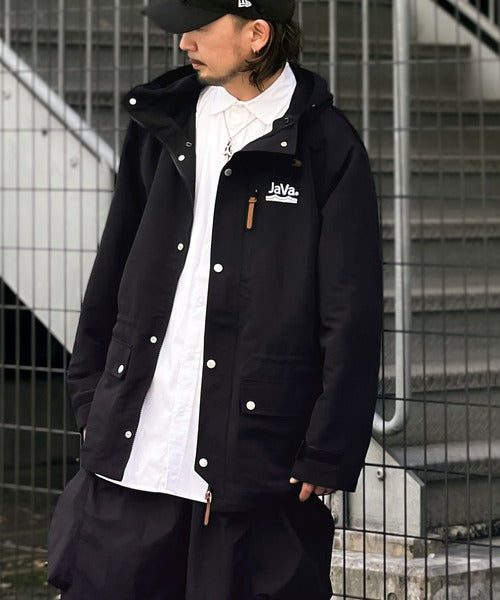 family+】《JaVa ジャバコラボ》3WAYミドル丈無地マウンテンパーカー