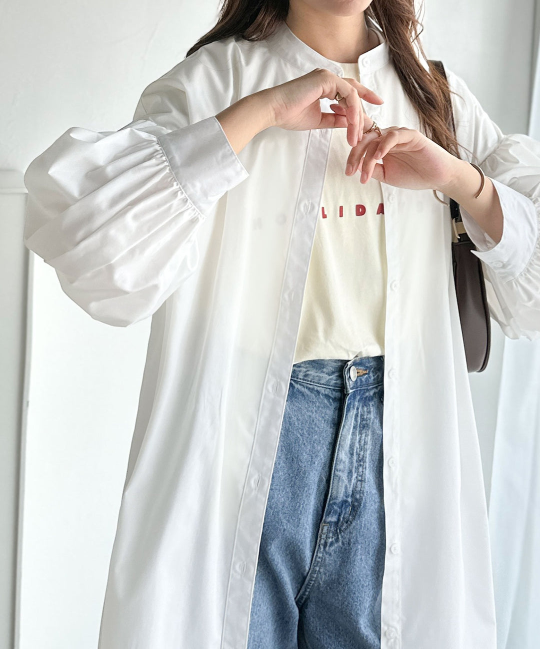 アーツ＆サイエンス 16AW コットンフランネルバンドカラーシャツワンピース アーツ＆サイエンス 16AW コットンフランネルバンドカラーシャツ