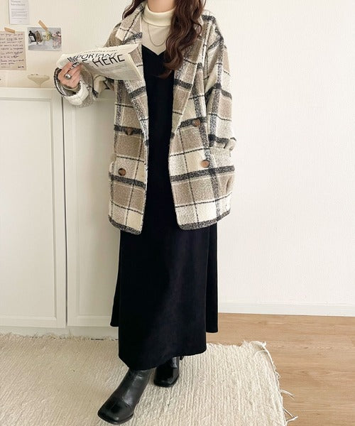 Misha & Puff チェック柄コート Misha & Puff ウールチェックコート 4y