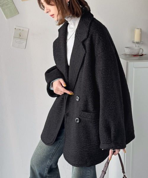 大人の余裕、羽織るだけで美しく。フェイクウールPコート ce1010458