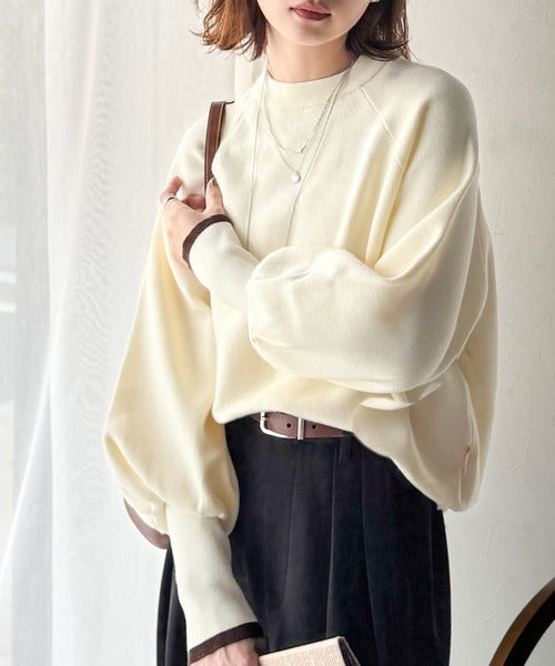 JaVaジャバコラボ》こなれ感と快適さを両立◎サムホール付き袖リブ配色