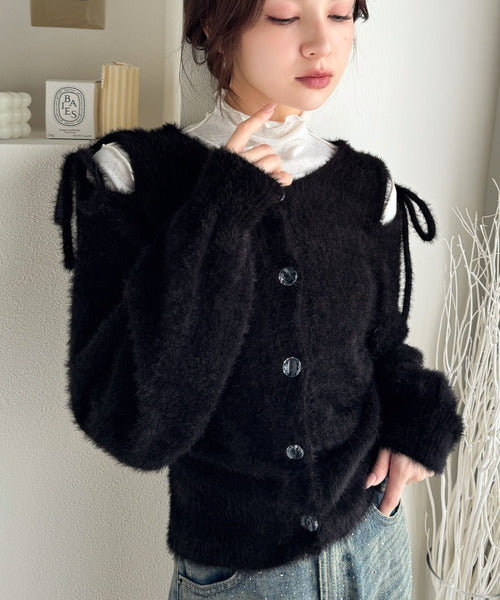 mily bilet】フェミニン度高まるふんわりシャギーニット！スリット