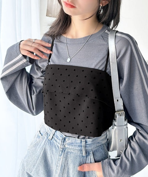 オールシーズン使える！ドット柄＆調整自在2wayリボンキャミソール