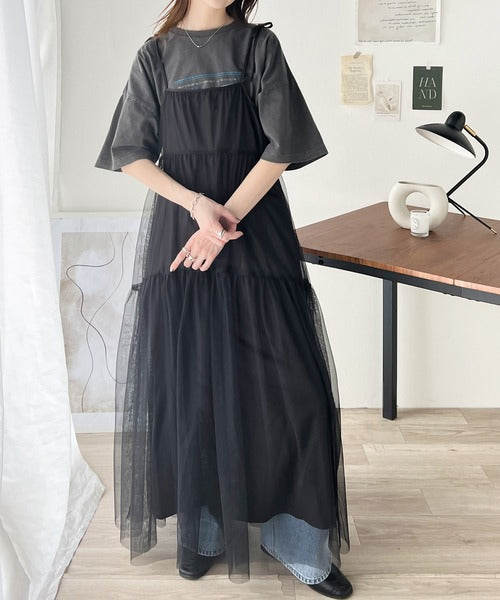 1枚で主役級。ドッキングティアードチュールワンピース ce1260180