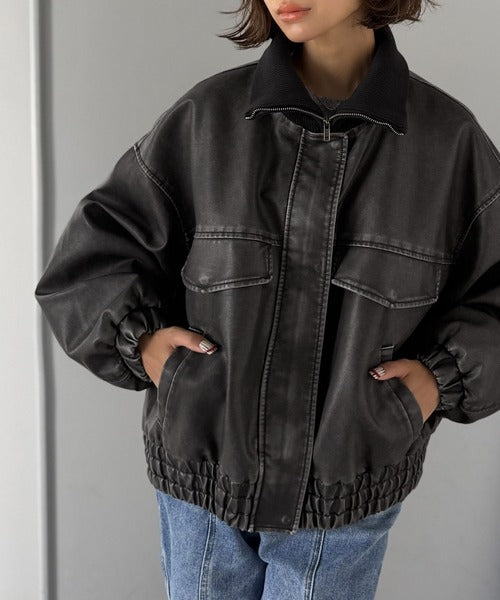 votole【ヴォトル】フェイクレザージャケット レザージャケット メンズ PUレザー[品番：SILM0013350]｜SILVER