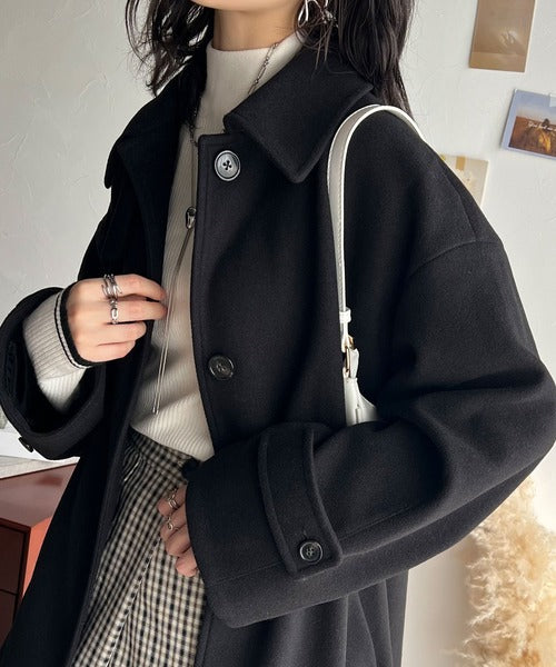 ロング丈が今年の気分♪ウールライク素材ステンカラーコート ce1260368