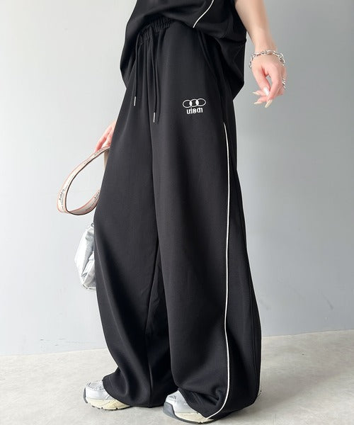 大人スポーティー。サイド切替ダンボールスウェットパンツ