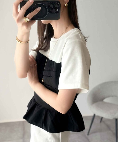 簡単おしゃれが叶う。Tシャツ×ビスチェドッキング半袖トップス