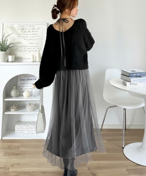 褒められワンピ♪マルチwayニット×チュールワンピースセット（セット