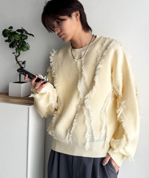 nowos フリンジニット nowos Jacqurd fringe knit ジャガードフリンジニット
