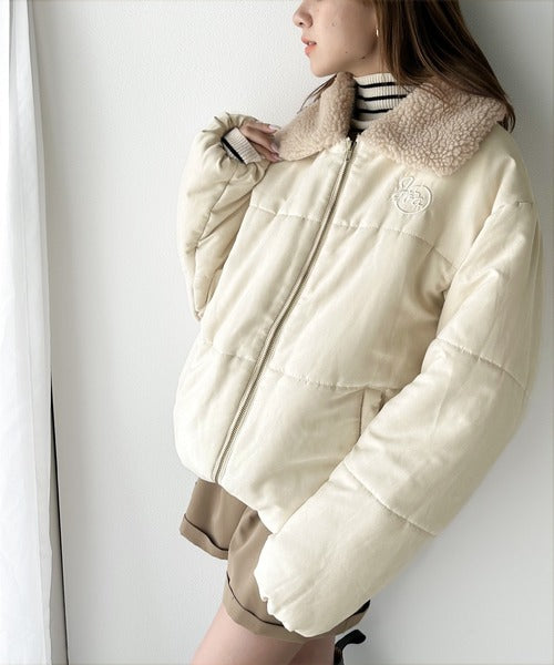 Javaジャバコラボ》ふっくらBigカラー。襟ボアスエード中綿ジャケット