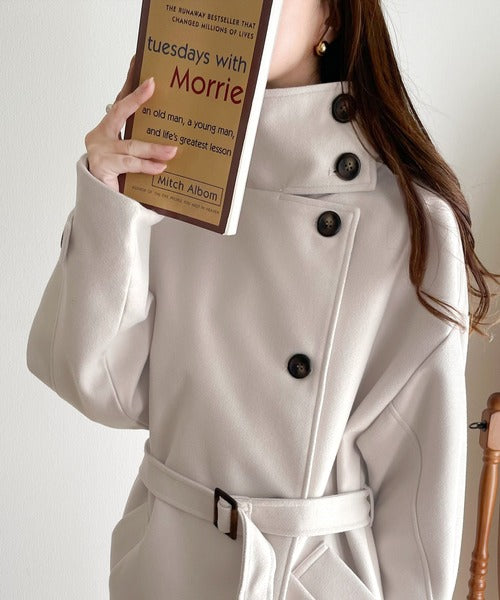 個性的ロングコート ロングコート メンズ モード系 バイカラーコート ダブル襟