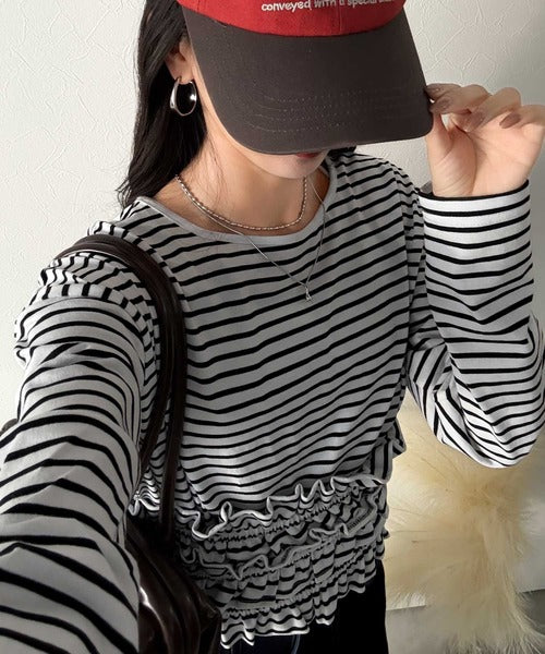 甘すぎない大人なフェミニン◎フリルビスチェベルトセットカットソー