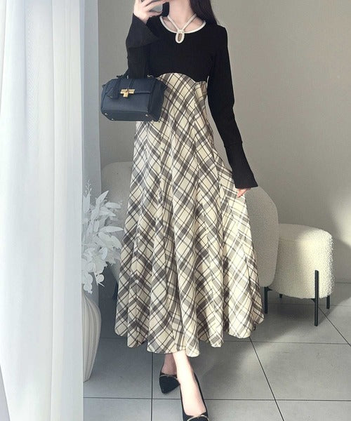 R❣️ アンサンブルチェックワンピース Ｆサイズ アンサンブル可能】チェックプリントワンピース