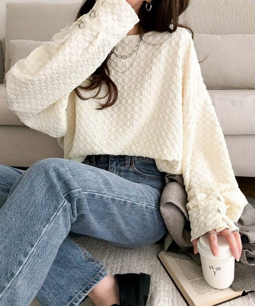 ゆるっとオトナのこなれ感。フクレジャガードプルオーバー（長袖