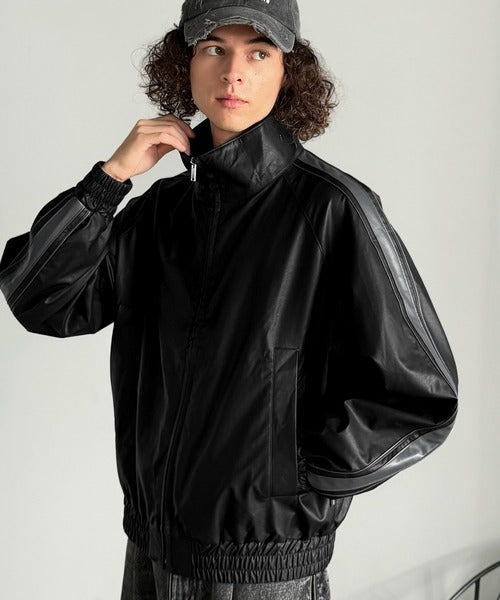 Classical Origin】High-Neck Leather Track Jacket／ハイネックレザー