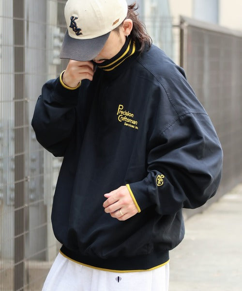 JAVAジャバ 別注》カジュアル×スポーティ。リブラインロゴ刺繍ハーフ