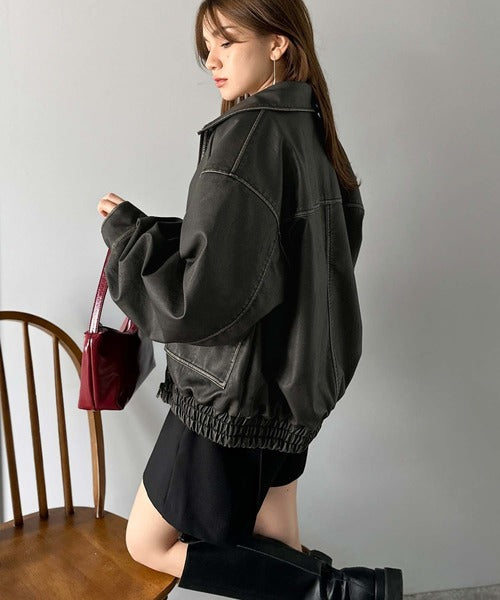 mily bilet】ファー襟取り外し可能◎ヴィンテージライクダメージ