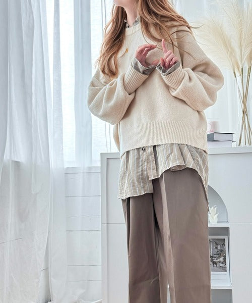 ゆったりふわもちの癒しアイテム。コクーンシルエットミックスニット