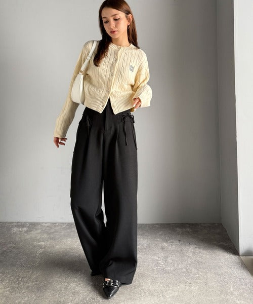 Mielさま専用 mily bilet】インして映える♪タック入りリボンストレートワイド