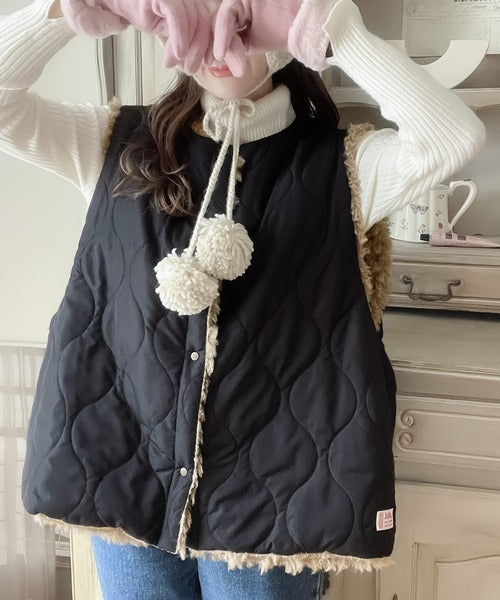 JaVa ジャバコラボ》ふっくら＆あったか♪2way中綿キルティング×ファー