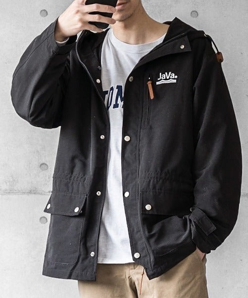 family+】《JaVa ジャバコラボ》3WAYミドル丈無地マウンテンパーカー