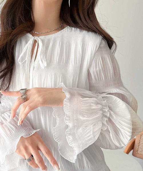 涼やかに、品よく、愛らしく。前後2wayリボンキャンディスリーブシアー