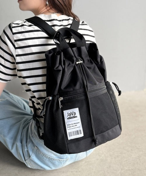 JaVa ジャバコラボ》毎日の相棒バッグ！メッシュ使い巾着2WAYリュック