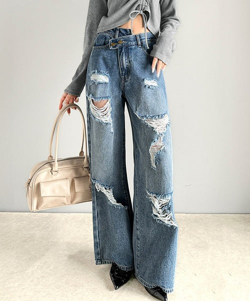 コラボ！リメイクダメージデニムビッグ！サボちゃんNo.541 Javaジャバコラボ》主役を飾る1本。アシメトリーウエストデザイン