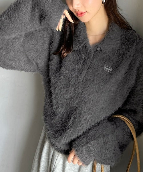 Elanque シャギーニットポロ【10月頭まで】 Elanque シャギーニットポロ【10月頭まで】