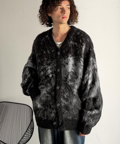 ね*ぎ様 モヘア カーディガン グレー Vネック 毛足長 vintage ね*ぎ様 モヘア カーディガン グレー Vネック 毛足長 vintage モヘア