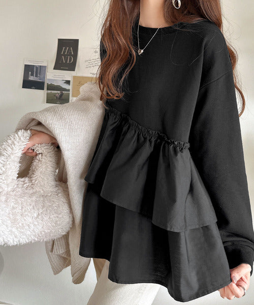 今年注目のトレンドアイテム!アシンメトリー異素材切替ティアード